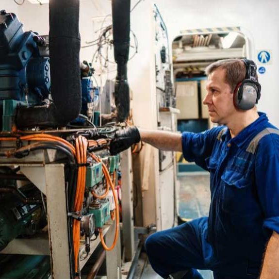 Electrical engineer at work